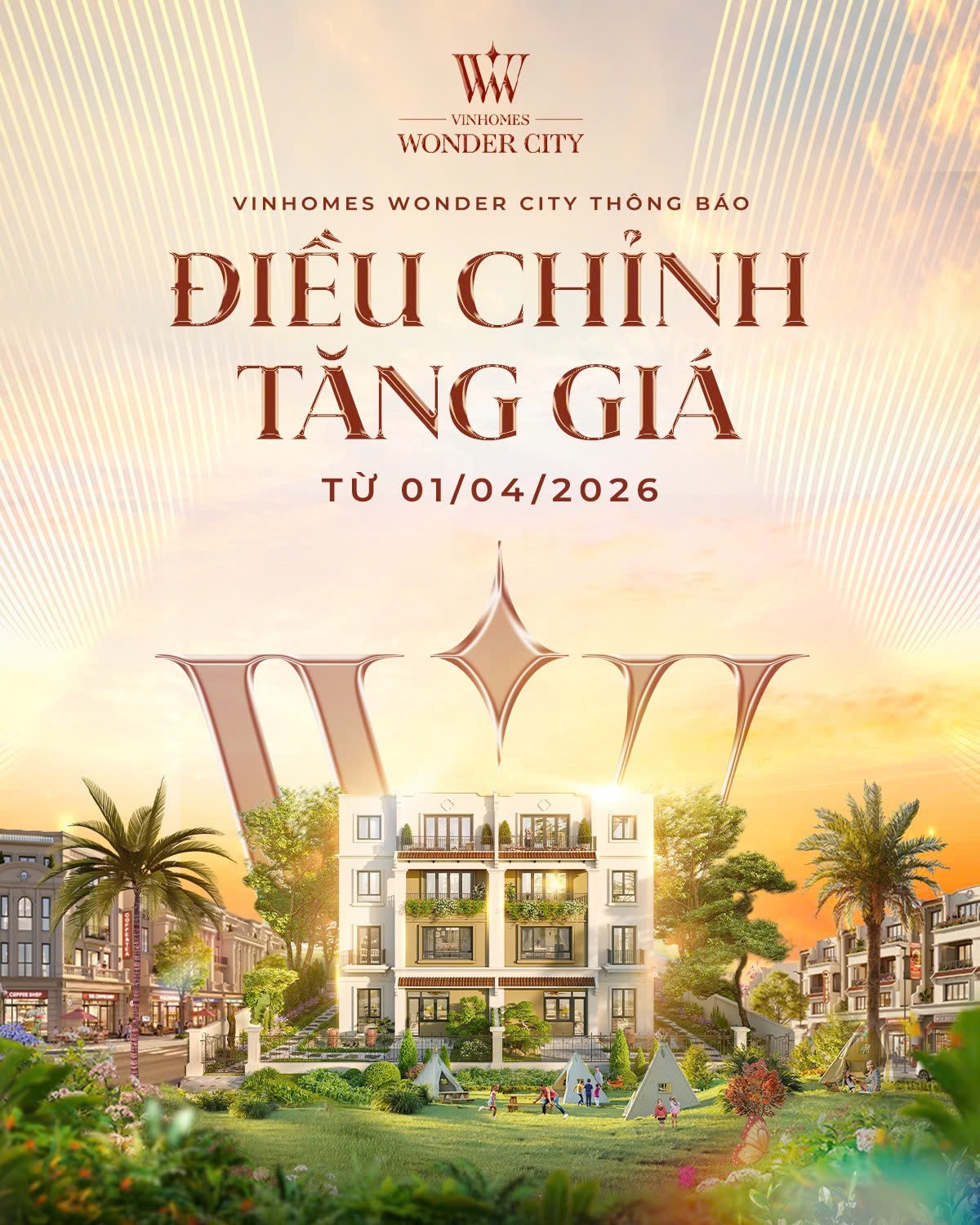 VINHOMES WONDER CITY THÔNG BÁO ĐIỀU CHỈNH TĂNG GIÁ TỪ 01/04/2026