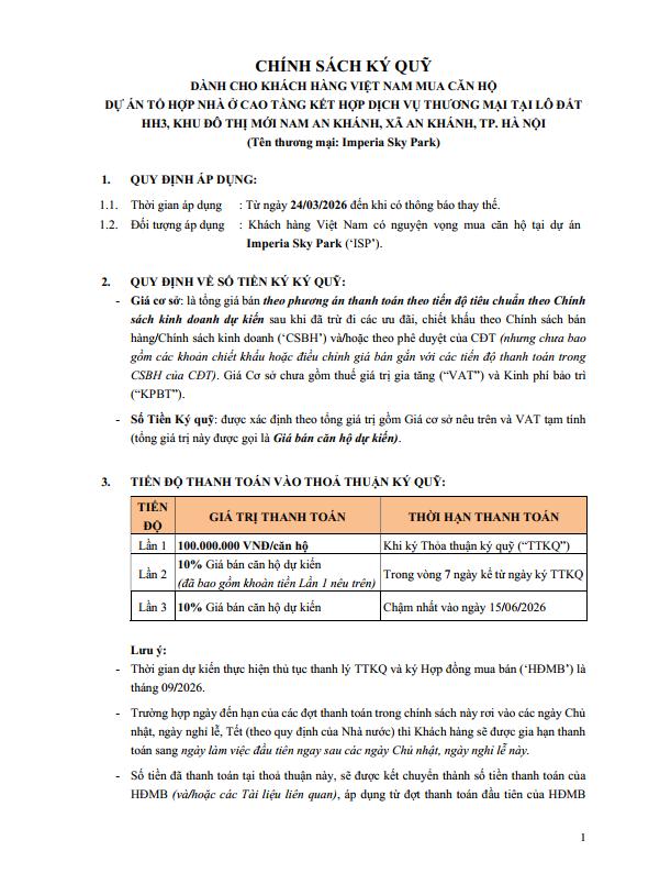 THÔNG BÁO ĐÍNH CHÍNH CSKD QUỸ NVN IMPERIA SKY PARK