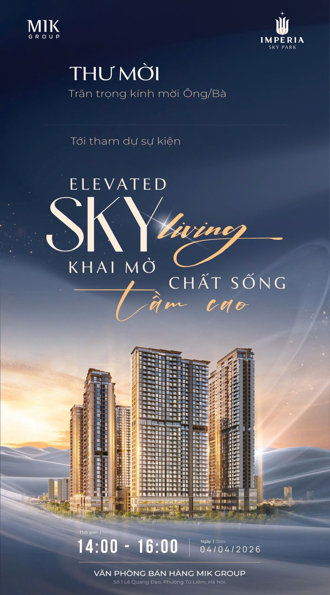 14h 04/04/2026 Sự kiện mở bán dự án Imperia Sky Park Nam An Khánh