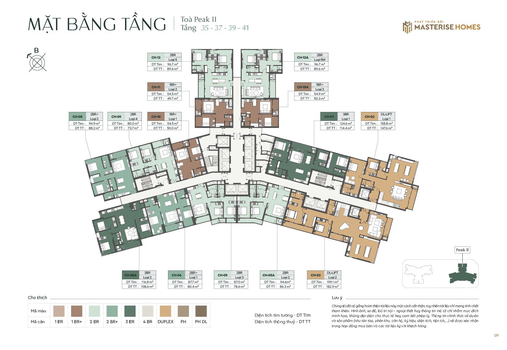 Timeline ra hàng và layout tòa Peak 2 dự án Lumiere Essence Peak Cổ Loa